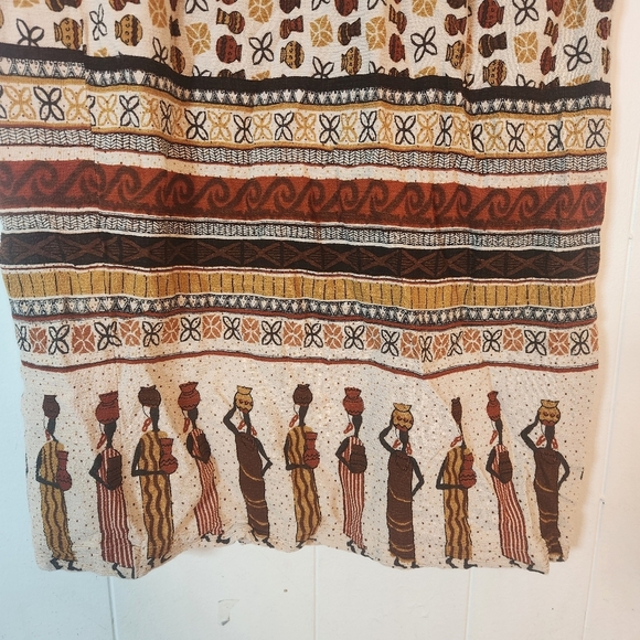 Vintage Made In USA Midi Length Pull-on Skirt Size Medium Tribal Africa Boho - Picture 7 of 16
